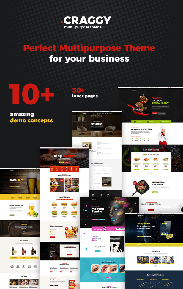 Craggy – Food Delivery, Services & Bitcoin Crypto Currency Multi-purpose WordPress Theme